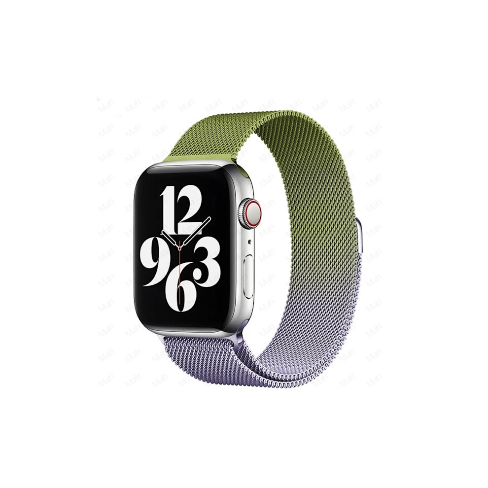 Milanese Loop Strap Compatible With Apple Watch 38-49Mm, Metal Bracelet For Iwatch Series 9-3, Se, Ultra 2, Green Purple 40 41 42 44 45 49Mm Green,Purple 9395123366975