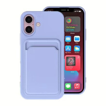 Kompatibel med iPhone16Plus Silikone Mobilcover med Kortholder - Lilla