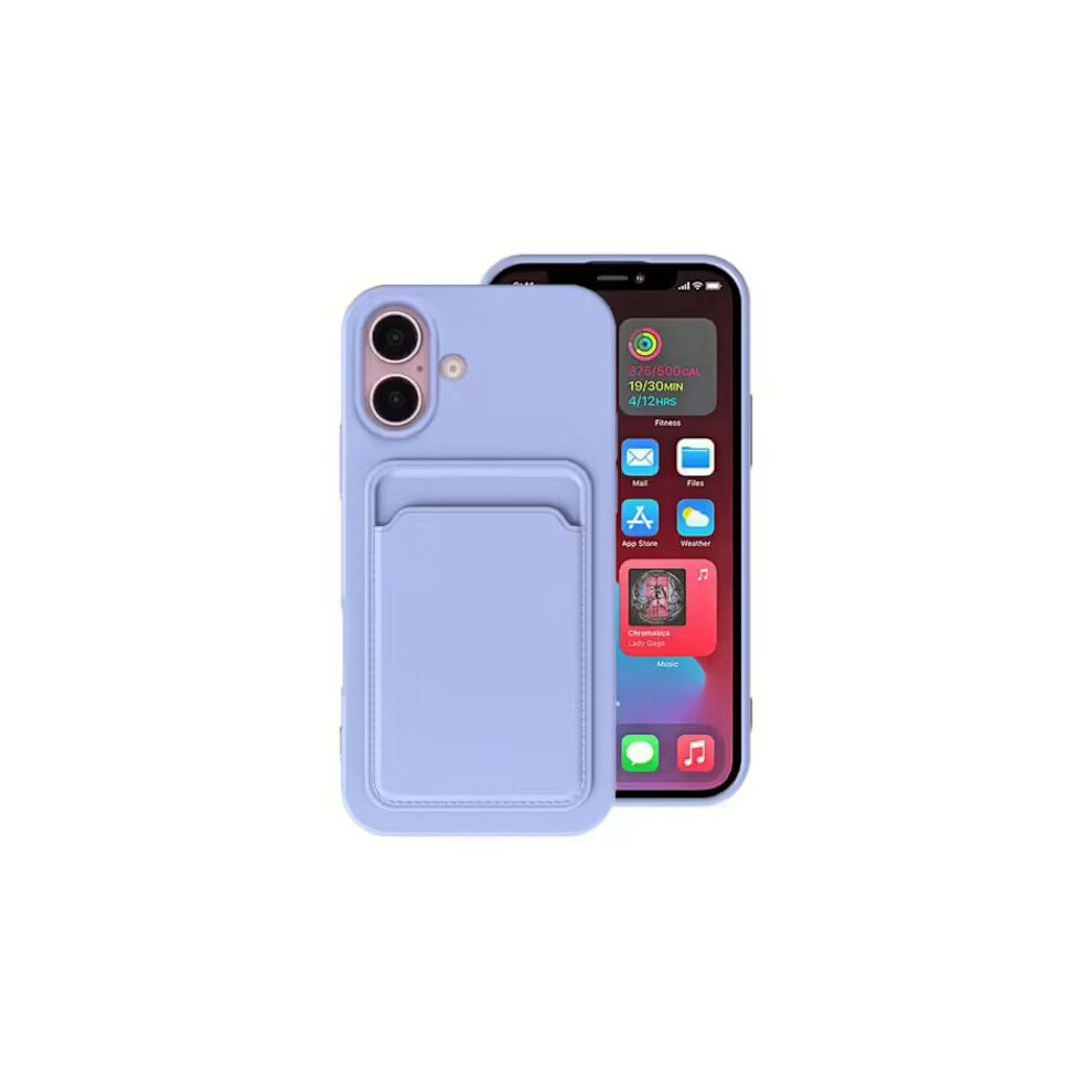Compatible With Iphone 16 Plus Silicone Mobile Case With Card Holder - Purple 9395123367217
