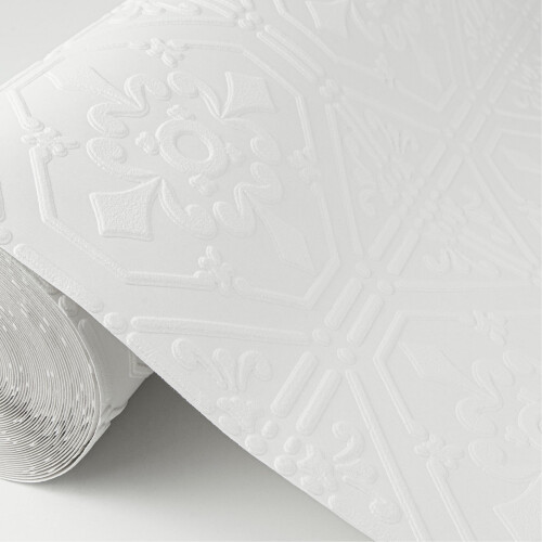 Brewster Home Fashions Brooklyn White Tin Paintable Wallpaper 1