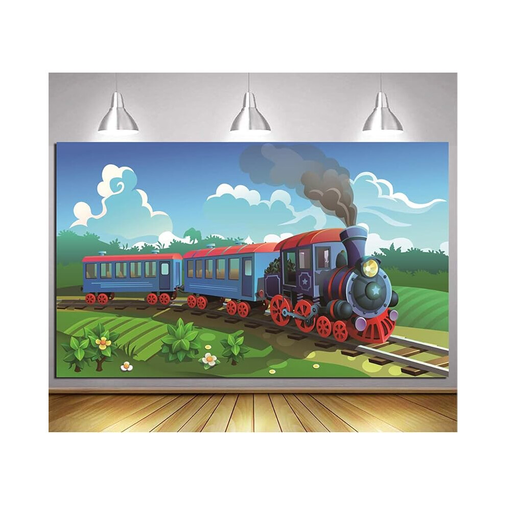Stream Train Party Theme Backdrop, Compatible With Christmas Train Background For Kids Birthday, Family Portrait & Adventure Photography 9499224781184
