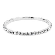 NANAHuang Modisches silberfarbenes, dehnbares Armband/Fußkettchen mit 1/2/3/4/5 Reihen, Strasssteinen und Kristallen