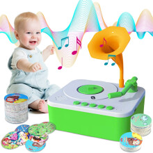 WIZUTIZ Grammofonlegetøj til småbørn, 96 kort, Bluetooth, Montessori musikafspiller, julegave til alderen 0-4, kompatibel med xxx