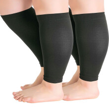 ChYoung2Pack Compressiemouwen voor wijde kuiten, plus size, 20-30 mmHg, kniehoog voor mannen en vrouwen, zwart maat L - Aosijia