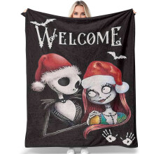 Coperta morbida in flanella ispirata a Nightmare Before Christmas, ideale per divano, camera da letto e come regalo di Natale.