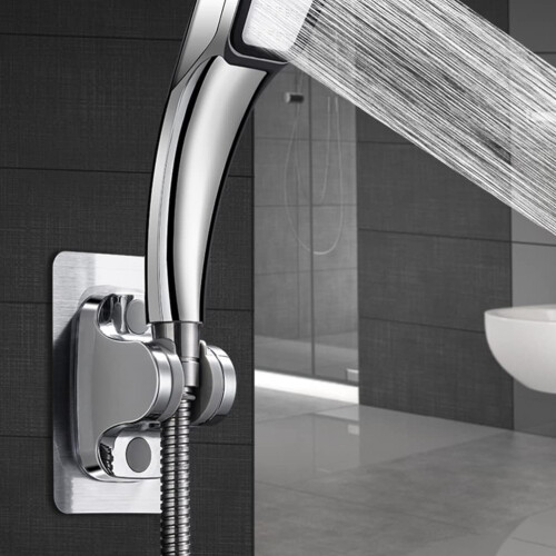 Adjustable Shower Head Holder with Strong Suction Cup, NoDrill Wall Mount Bracket, Silver 2
