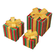 Ensemble de 3 boîtes cadeaux lumineuses de Noël, fonctionnant à piles, de tailles différentes, pour la décoration intérieure et extérieure des
