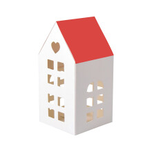 Déstockage décoration Tahtuvzn ! Boîte cadeau de Noël creuse en forme de petite maison blanche et rouge, idéale pour offrir à un ami.