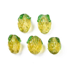 10 handgefertigte Glasperlen, Ananasgelb, 13–15 x 12–14 x 12–14 mm, Lochgröße: 1–1,4 mm