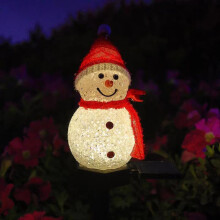 Decorazione natalizia a paletto, luci solari a LED per esterni a forma di pupazzo di neve/Babbo Natale, impermeabili per prato, vialetto, decorazioni