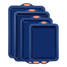 4-Piece Nonstick Silicone Baking Pans Set with Metal Reinforced Frame - Compatible with Oven, Easy Release Bakeware for Cookies, Cakes
