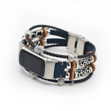 Trendig designdekoration i läder, flätat klockarmband, ersättningsmaterial, kompatibelt med Fitbit Charge5Blue