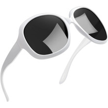 Lunettes de soleil polarisées femme tendance oversize, grandes lunettes de conduite, protection UV, blanc brillant, noir