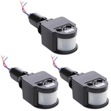 3 st svarta rörelsedetektorer rörelsesensor ljusbrytare utomhus pir likström 12v rörelsesensor pir sensor