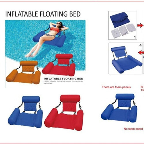 Πλωτή καρέκλα πισίνας, φουσκωτή καρέκλα Lazy Water Bed, πορτοκαλί μπλε 2