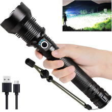 Wiederaufladbare LED-Taschenlampe mit 990.000 Lumen, superhell mit 5 Modi und wasserdicht, geeignet für Notfälle beim Camping