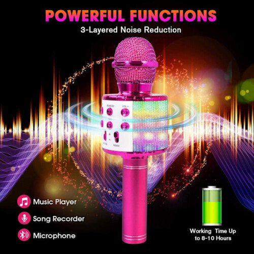 Draadloze Bluetooth karaokemicrofoon, microfoon voor kinderen en volwassenen, 5 stemvervormers -AD4- 2