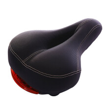 Comfortable Men Women Bike Seat Pad Leather Wide Saddle Cushion with Taillight Waterproof Dual Spring Designed Breathable Fit Most Bikes