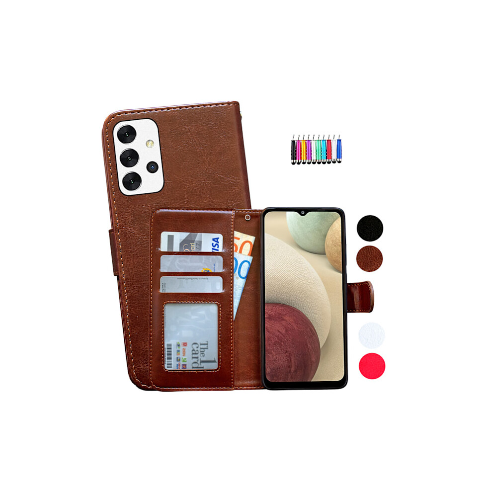 Compatible With Samsung Galaxy A32 5G - Leather Case / Protection Black 9083649897676