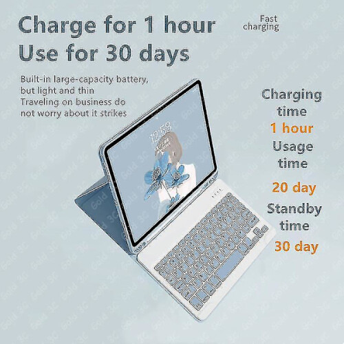 Capa com teclado compatível com iPad de 9,7 polegadas (5ª e 6ª geração, azul, modelos 2017 e 2018) 2