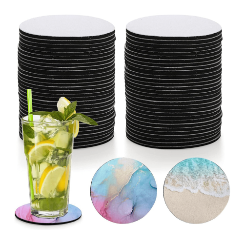 60 Pack Sublimation Blank Coaster, Round Sublimation Blank Cup Mat 1