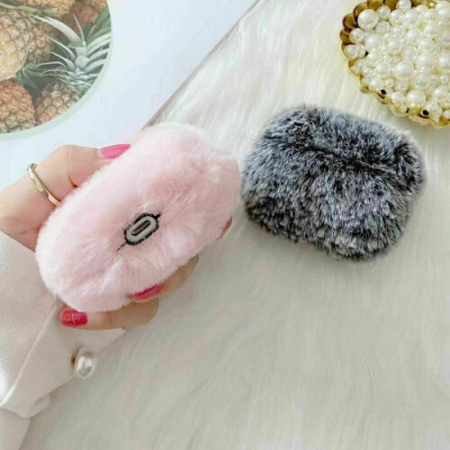 Capa Fluffy Rabbit compatível com Apple AirPods 1/2 - Rosa 2