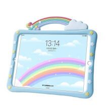 SSRGV Kinderhoes, compatibel met iPad Pro/Air3 (10,5 inch), met ingebouwd handvat en standaard, schokbestendig siliconen met riempje (blauw)