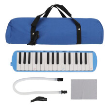 32 Key Melodica for Beginners Blue ABS Keyboard with Mouthpiece Tube Easy Learning Clear Soprano Tone