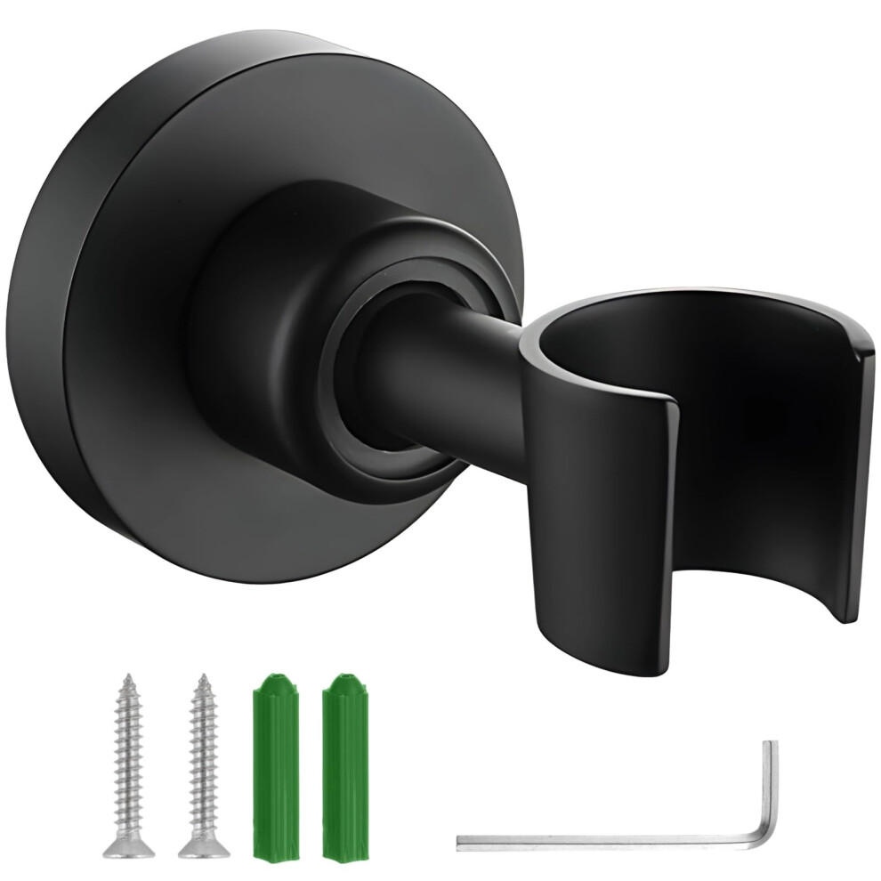 Shower Head Holder 304 Stainless Steel Wall Mount Bracket Matte Black 360 Adjustable Rustproof 9174973928270