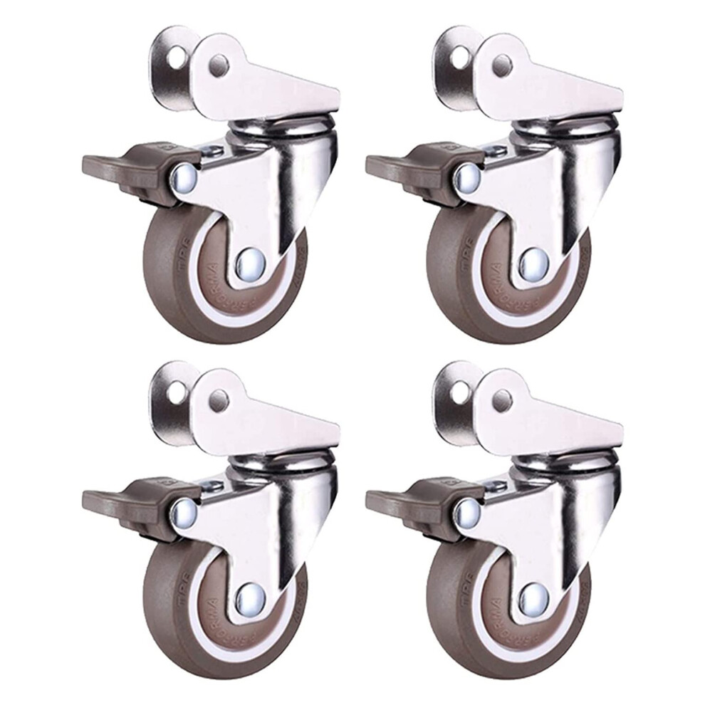 2 Inch Swivel Caster Wheels With Brake, Quiet Rubber Furniture Casters 50Mm For Trolley And Table 9164114596086