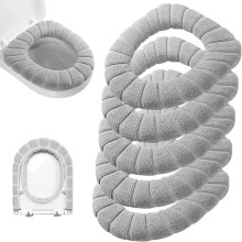5-delige set dikkere, zachte toiletbrilbeschermers - Rekbare, wasbare vezelstof, eenvoudig te installeren, comfortabel kussen, geschikt voor