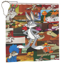 Bugs Bunny Duschvorhang (183 x 183 cm) – Anime-Badezimmerdeko mit 12 Haken – wasserdicht, waschbar, aus Polyestergewebe – für die Dusche