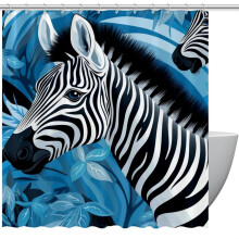 Zebra-Duschvorhang, wasserdicht, mit Ösen und Haken, 152 x 183 cm