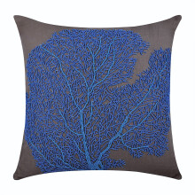 Kussenslopen 14x14 inch, blauw, katoenen decoratieve sierkussenhoezen, handgemaakt, strand en zeedieren - koningsblauwe zeewieren