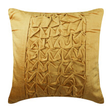 Kussensloop 14x14 inch, goudkleurig, fluwelen decoratieve sierkussensloop, handgemaakt, effen kleur, modern gouden knoopdesign
