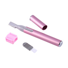 Recortador De Cejas Eléctrico Portátil Para Mujeres - Depilador Facial Indoloro Con Cubierta De Metal Y Funcionamiento Con Batería En Color Rosa