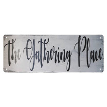 Metalen blikken bord "The Gathering Place" straatnaambord rustieke kunst wanddecoratie muurwinkel mancave bar leuk vintage metalen blikken bord 6x16
