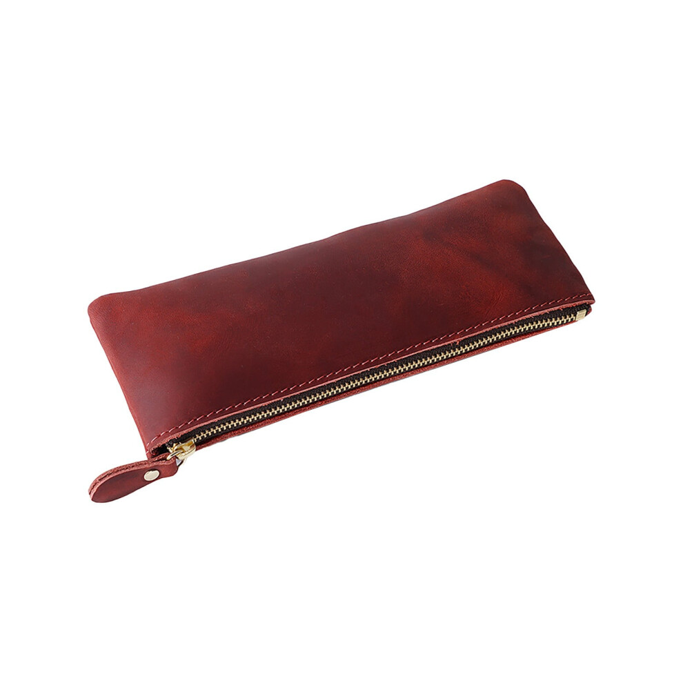 XIUH Tool Series Zippered Pen Pouch Leather Pencil Case Stationery Bag Makeup Bag Glasses Cases (E)