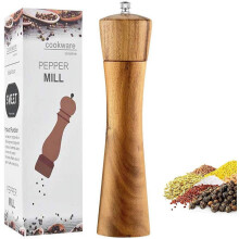 Wooden Salt & Pepper Grinder, 8" Acacia Wood with Ceramic Core, Adjustable Manual Mill, Compatible with Picnic, Parties, Restaurant