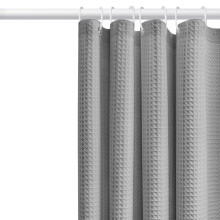 Cortina de ducha blanca con tejido de gofre de 72x72 pulgadas, repelente al agua, de alta resistencia, calidad hotelera, lavable a máquina - Juego