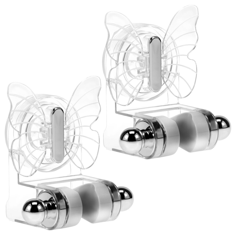 2Pcs Adjustable Suction Shower Head Holder With 360 Rotation, Nodrill Wall Mount For Bathroom 9053599370079