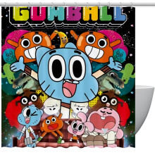 Cuirtín Cithfholcadáin Priontáilte le Dumhcha Amazing of Gumball 60" x 72"