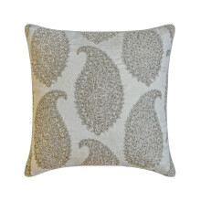 Funda de cojín decorativa HomeCentric de 56 x 56 cm (22" x 22"), jacquard plateado con estampado paisley, ideal para sofás y sofás de estilo