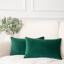 Oferta especial de temporada: Funda de cojín decorativa Phantoscope de terciopelo suave y sedoso para cama y sofá, 30 x 50 cm, verde oscuro,
