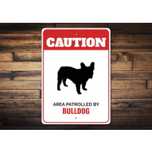 Aluminium metalen bord met bulldog-opdruk - 20 x 30 cm, geschikt voor liefhebbers van Engelse bulldogs, metalen wanddecoratie met waarschuwing voor