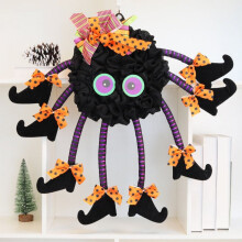 RKSTN Halloween koszorú bejárati ajtóra, többlábú boszorkánymedál, partidekoráció, üdvözlőtábla, fesztiváldekoráció,