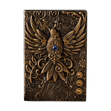Carnet XIUH A5 en cuir vintage, 14 x 21 cm, couverture rigide couleur bronze gaufré, 100 feuilles, idéal pour écrire, dessiner et voyager -
