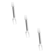 Wassermelonenschneider und -ausstecher aus Edelstahl mit zwei Köpfen, inklusive Löffel, Gabel und Trennwerkzeug – 3-teiliges Set zum Schneiden