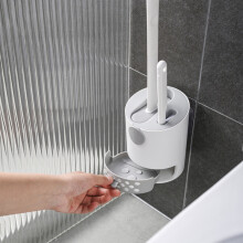 Jacenvly Leichtes TPR-Toilettenbürsten-Set mit kleinen Borsten, Wandhalterung und Tropfschale, kraftvolle Reinigung, kompatibel mit modernen