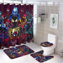 Cortina de ducha de poliéster negra de Spiderman, 182 x 182 cm (72" x 72"), impermeable.